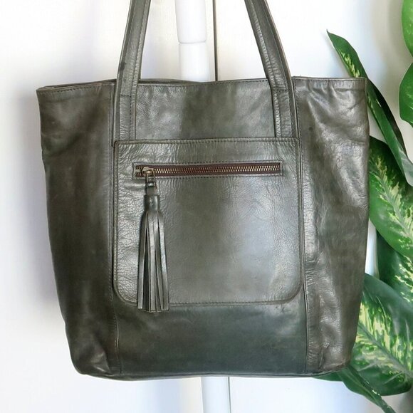 Lisa Leonard We Have Love Tote Bag in Hunter Green with Tassel - Picture 9 of 9
